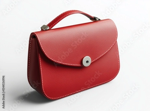 Obraz 3D image A red leather purse isolated on a clean white background, simple and stylish product presentation