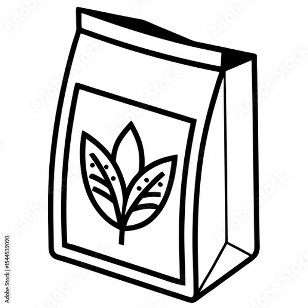 Fototapeta Seed Packet with Leaf Emblem and Seed Details – Clean Line Packaging Illustration