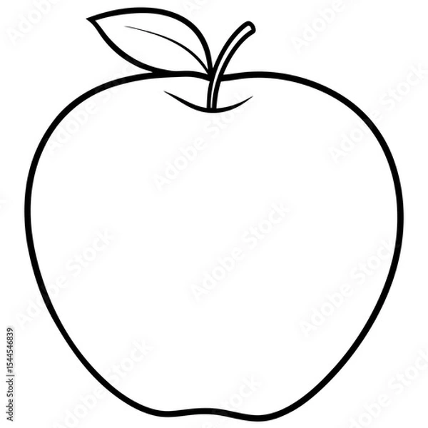 Fototapeta Minimal Apple with Single Leaf – Smooth Contour Line Art Illustration
