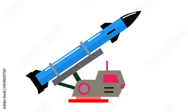 Obraz Missile Launcher Vector Illustration – Modern Military Weapon System for Defense, Combat, or War Technology Design