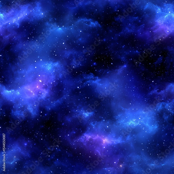 Obraz Space at Night Nebula Galaxy Seamless Pattern, Tiled