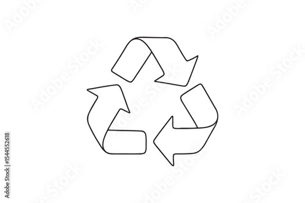 Fototapeta Recycle symbol continuous one line drawing minimalism design