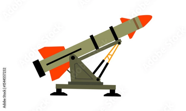 Obraz Missile Launcher Vector Illustration – Modern Military Weapon System for Defense, Combat, or War Technology Design