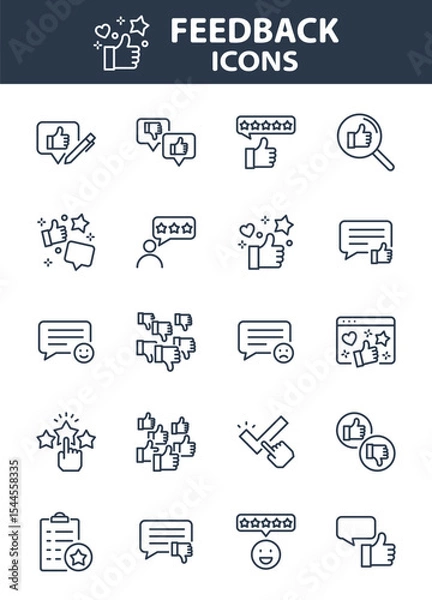 Obraz Set of Feedback icons, customer experience, review, comment