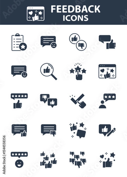 Obraz Set of Feedback icons, customer experience, review, comment