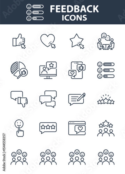 Obraz Set of Feedback icons, customer experience, review, comment