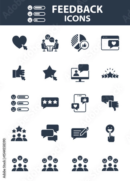 Obraz Set of Feedback icons, customer experience, review, comment