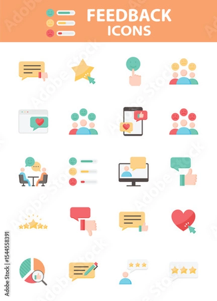 Obraz Set of Feedback icons, customer experience, review, comment