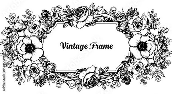 Obraz Floral Elegance: This image encapsulates a romantic, vintage aesthetic with delicate floral motifs, perfect for adding a touch of grace to any design.