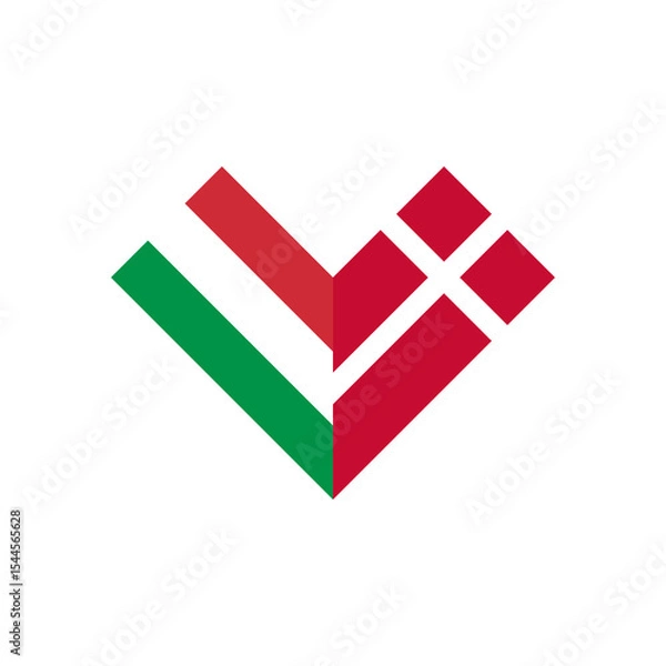 Fototapeta friendship concept. heart shape icon of italy and denmark flags. vector illustration isolated on white background