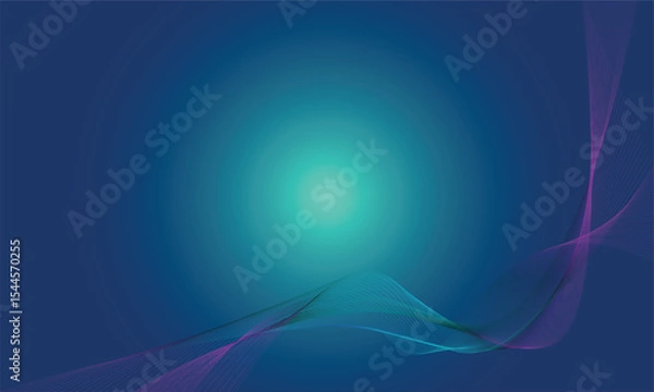 Fototapeta Abstract blue gradient background with teal and purple flowing lines