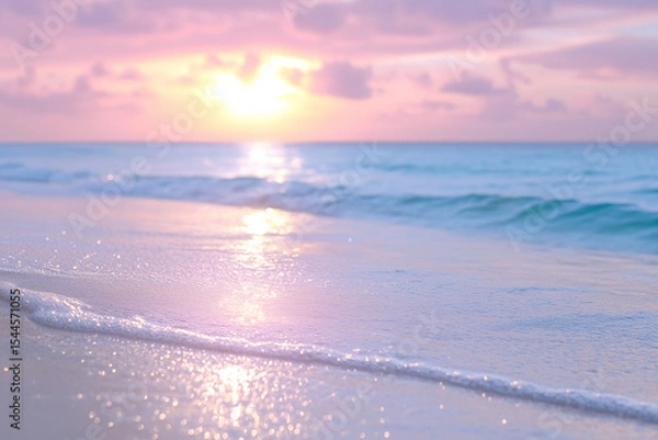 Obraz morning beach on tropical island, partially blurred landscape