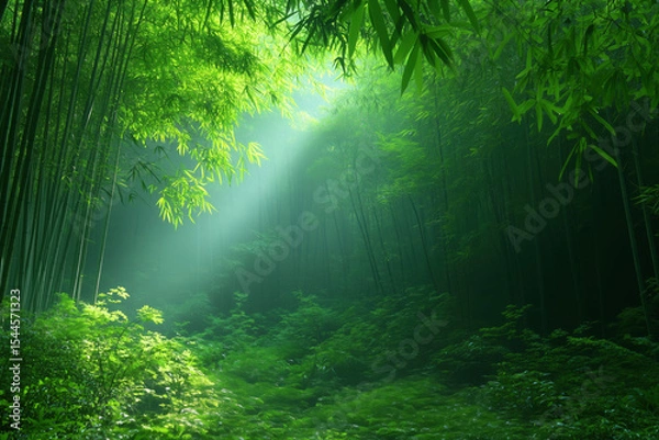 Obraz Mysterious bamboo forest nature scenery and background