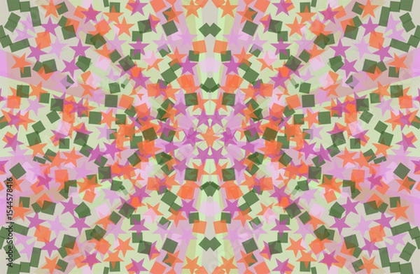 Fototapeta イラスト素材・カラフルな万華鏡、美しい幾何学模様