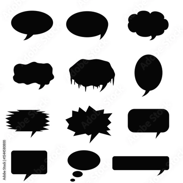 Fototapeta Assorted Black Speech Bubble Shapes for Different Conversational Scenarios