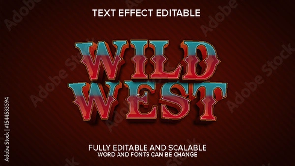 Obraz wild west text effect vector editable