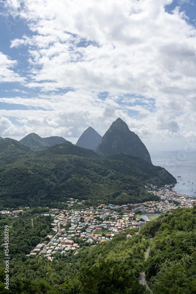Fototapeta St.Lucia - Pitons - Wanderung - Tet Paul Nature Trail mit tollem Ausblick