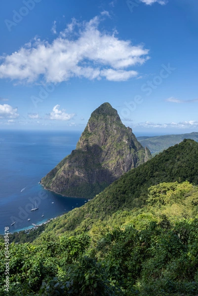 Fototapeta St.Lucia - Pitons - Wanderung - Tet Paul Nature Trail mit tollem Ausblick