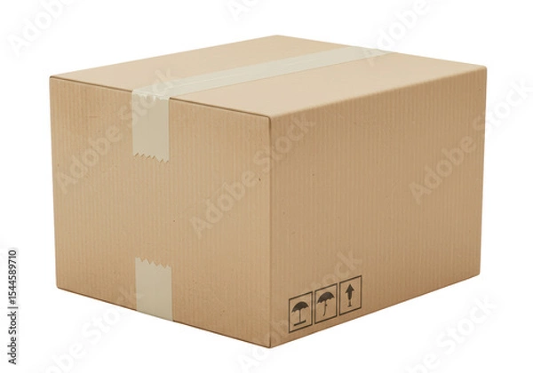 Obraz Isolated Brown Cardboard Box with Shipping Labels