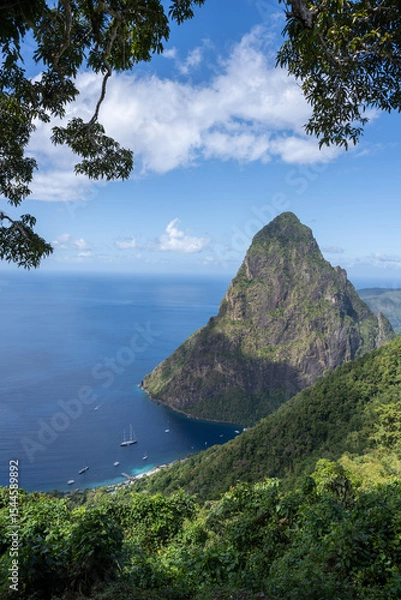 Fototapeta St.Lucia - Pitons - Wanderung - Tet Paul Nature Trail mit tollem Ausblick