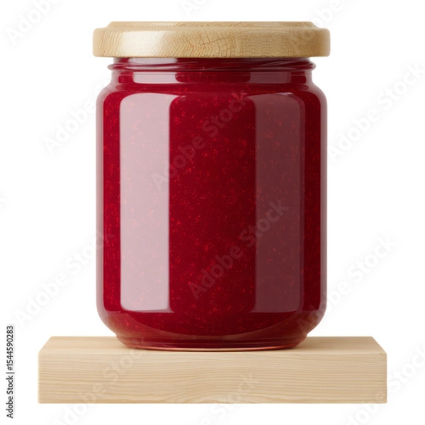 Obraz Isolated Glass Jar with Raspberry Jam on Transparent Background