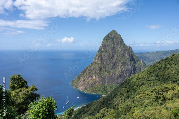 Fototapeta St.Lucia - Pitons - Wanderung - Tet Paul Nature Trail mit tollem Ausblick