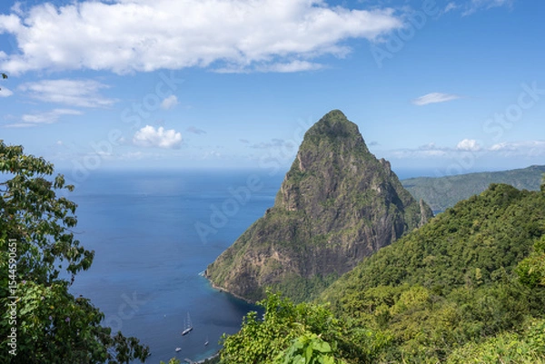 Fototapeta St.Lucia - Pitons - Wanderung - Tet Paul Nature Trail mit tollem Ausblick