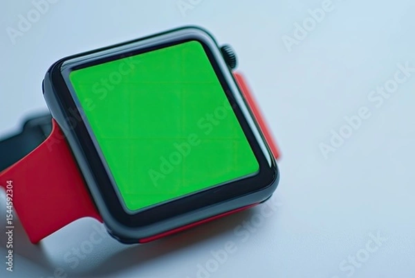 Fototapeta High Definition Picture of a Smart Watch with a Green Screen and a Digital Display