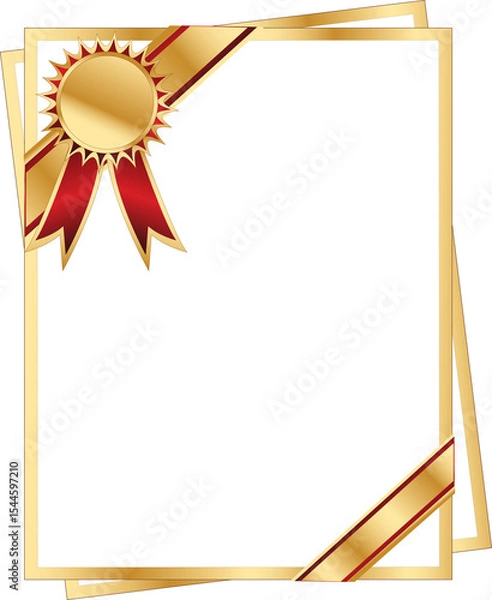 Obraz Blank Certificate Border with Gold and Red Seal