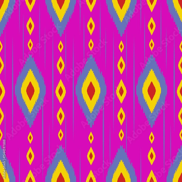 Obraz Beautiful Ikat seamless pattern design by geometric 