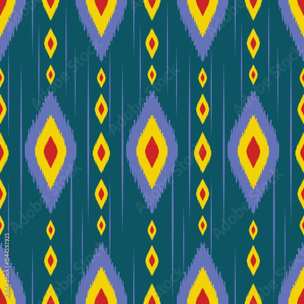 Obraz Beautiful Ikat seamless pattern design by geometric 