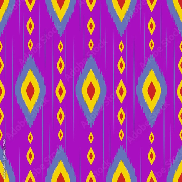 Obraz Beautiful Ikat seamless pattern design by geometric 