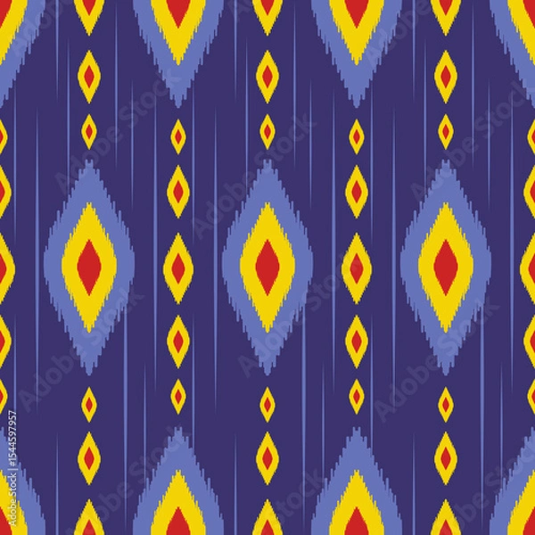Obraz Beautiful Ikat seamless pattern design by geometric 