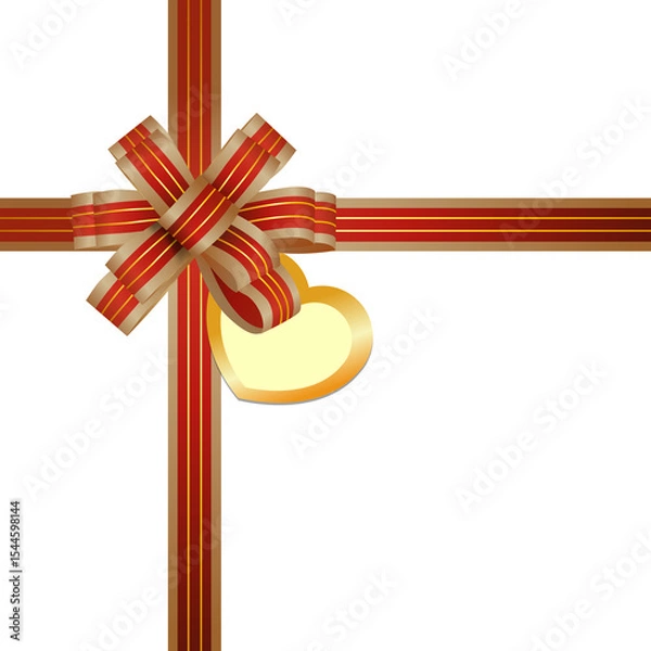 Obraz Christmas Ribbon and Heart Tag