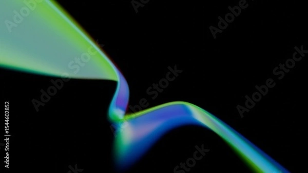 Fototapeta a close up of a black background with a green and blue wave