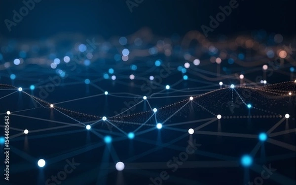 Fototapeta Abstract network of interconnected points and lines, creating a complex, dynamic system.  A visual representation of data flow or a complex network. High quality