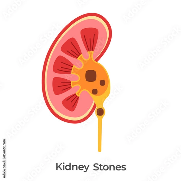Obraz Kidney stones kidneys problem stone clogging urinary anatomy drawing illustration