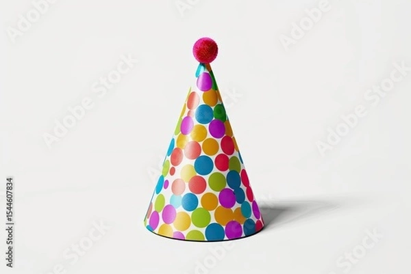 Fototapeta Detailed Color Image of Colorful Birthday Cap Isolated on White Background