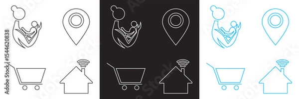 Fototapeta Icons for public navigation. Vector for websites, mobile interfaces, presentations, banner, visual branding etc. Vector illustration. isolated on white and black background. EPS 10