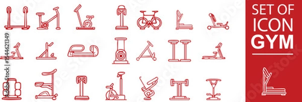 Fototapeta Minimalist line art symbols of workout gear, yoga poses, and fitness tools. A versatile vector set ideal for UI design, fitness apps, gym branding, and modern sport-themed graphics
