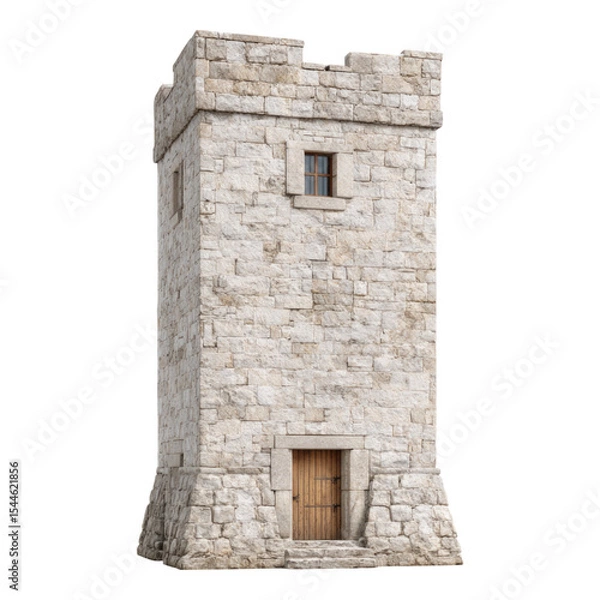 Obraz Isolated Stone Tower with Transparent Background for Design Uses