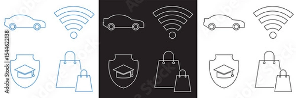 Fototapeta Icons for public navigation. Vector for websites, mobile interfaces, presentations, banner, visual branding etc. Vector illustration. isolated on white and black background. EPS 10