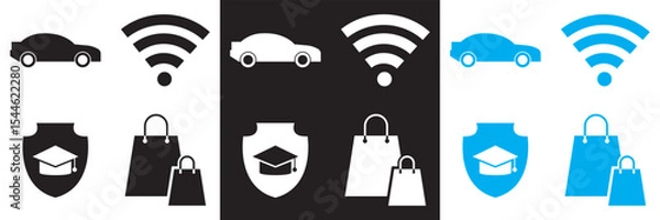Fototapeta Icons for public navigation. Vector for websites, mobile interfaces, presentations, banner, visual branding etc. Vector illustration. isolated on white and black background. EPS 10