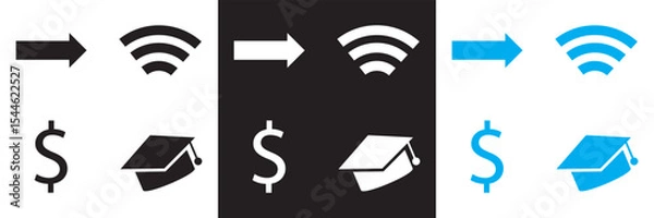 Fototapeta Icons for public navigation. Vector for websites, mobile interfaces, presentations, banner, visual branding etc. Vector illustration. isolated on white and black background. EPS 10