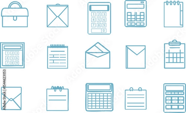 Fototapeta Collection of calculator and message icons in line art for web and social media