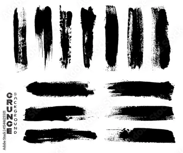 Obraz Black ink brush stroke set