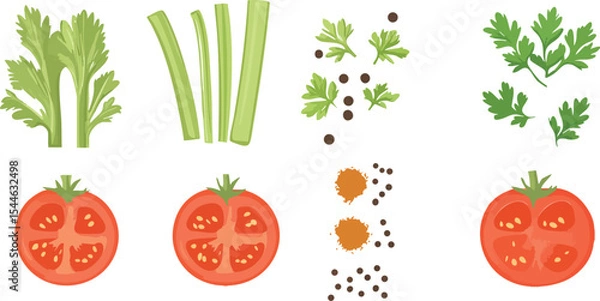 Fototapeta Illustration of shallots in flat vector style with purple-red skins and simple shadows. Perfect for kitchen-themed artwork, packaging, or nutrition content.