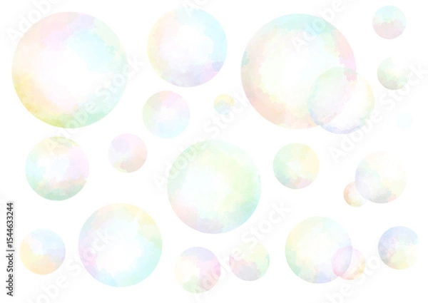 Obraz シャボン玉　イラスト　手描き　水彩風