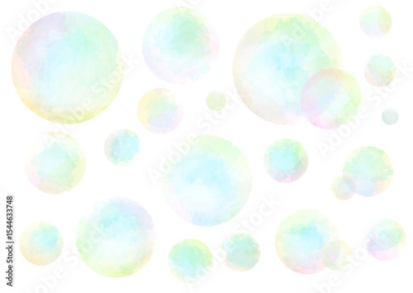 Fototapeta シャボン玉　イラスト　手描き　水彩風