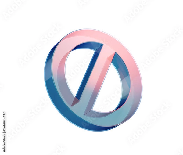 Fototapeta A sleek, transparent prohibition icon with a diagonal bar, symbolizing restriction. 3d illustration